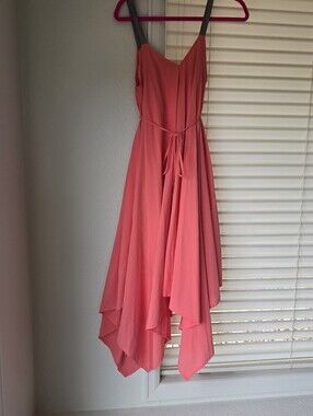 Jessica Simpson Coral Asymmetrical Handkerchief Hem Dress